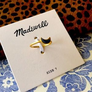 New! Madewell Blue stone Crescent Ring